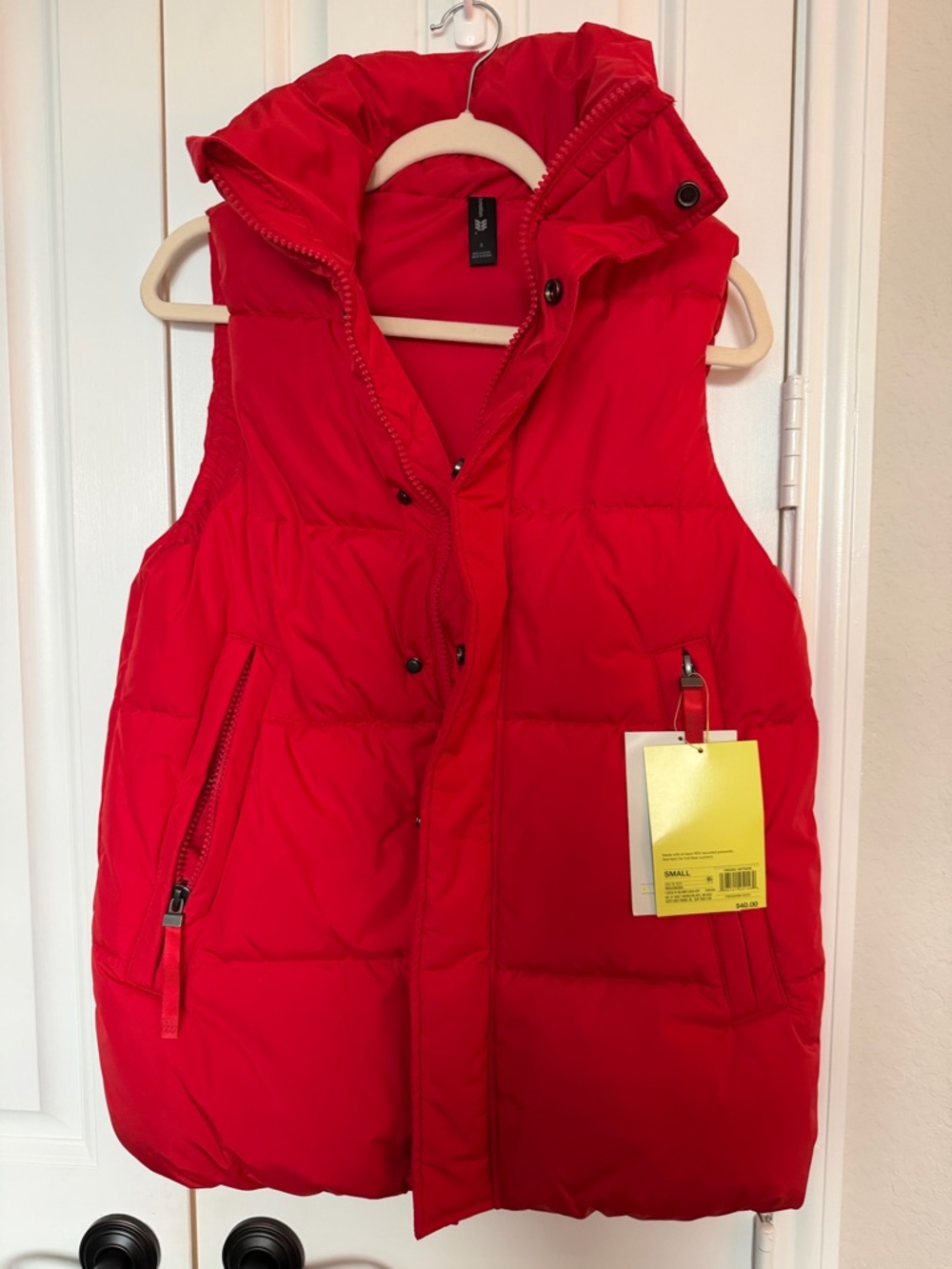 all in motion Red Quilted Long Puffer Vest with High Collar Small NWT - Picture 2 of 6